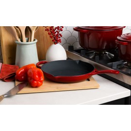 Larder & Vine Enameled Cast Iron Skillet | Nonstick Frying Pan – No Seasoning Required | Ergonomic and Helper Handles, Pour Spouts 10.25 inch / 27cm (Cabernet)
