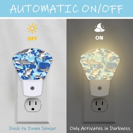 AKKAVNIA Blue Sharks Night Light Plug-in Wall Decorative Night Lamp with Dusk to Dawn Sensor Led Night Light Bedroom Kitchen Hallway Stairs Wall Lamp