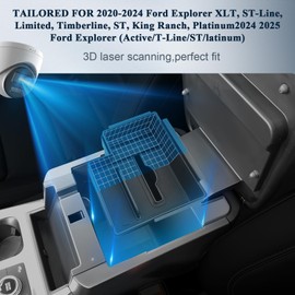 BIBIB0 2Pack for 2025 Ford Explorer Center Console Organizer 2022-2025 Ford Explorer (Active/T-Line/ST/latinum) Console Trays Ford Explorer Insert Armrest Organizer 2025 Explorer Double Layers