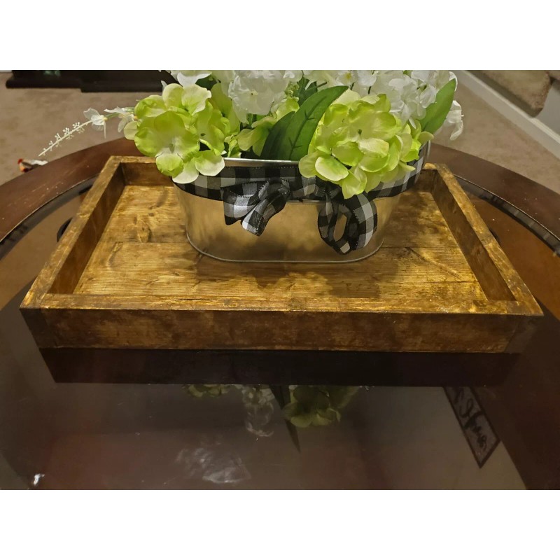 Undisclosed Ottoman Tray Rustic Farmhouse Serving Tray With Handles Decor