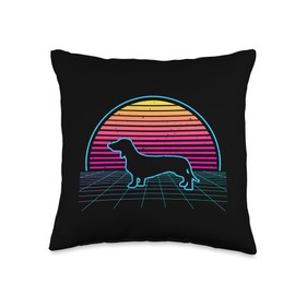 Long Haired Dapple Dachshund Gifts For Women Men Weenie Cute Wiener Dog Doxie Design-Dackel & Dachshund Throw Pillow, 16x16, Multicolor