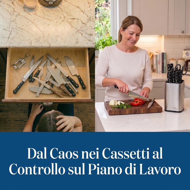 Joeji's Kitchen Ceppo portacoltelli da cucina universale senza coltelli con