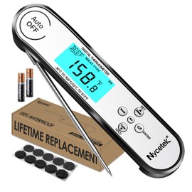 Nycetek Digital Cooking Thermometer, Accurate & Waterproof Instant Read Meat Thermometer with Backlit, Calibration, Probe, Food Thermometer for Kitchen, Grilling, Candy, BBQ, Oil Fry, Baking