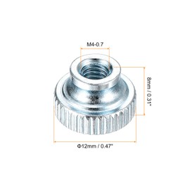 sourcing map Knurled Thumb Nuts, 5Pcs M4 x 12 x 8mm Carbon Steel Knurled Nut, Adjusting Round Knobs Fasteners Nuts for 3D Printer Parts, Blue White