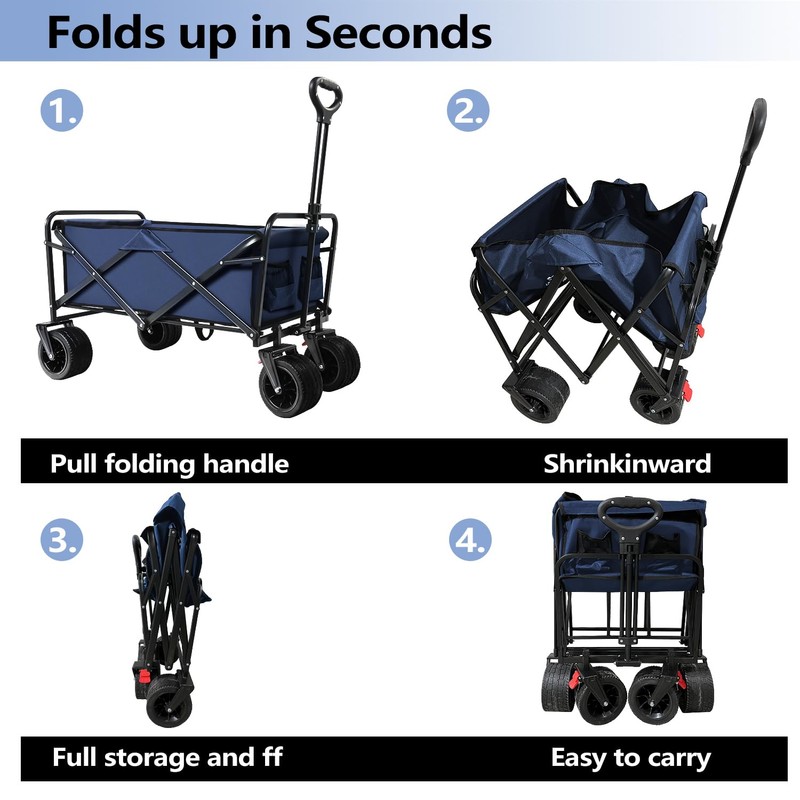 SAILARY Large Collapsible Wagon Cart Heavy Duty Foldable, Large Capacity