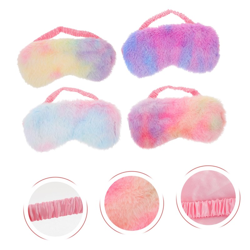 Baluue 4Pcs Colored Plush Sleeping Eye Masks Soft Eye Covers