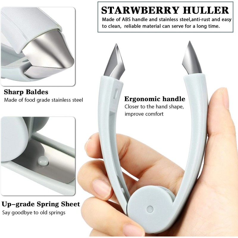 Boao 4 Pieces Strawberry Huller Tomato Corer Top Stem Remover