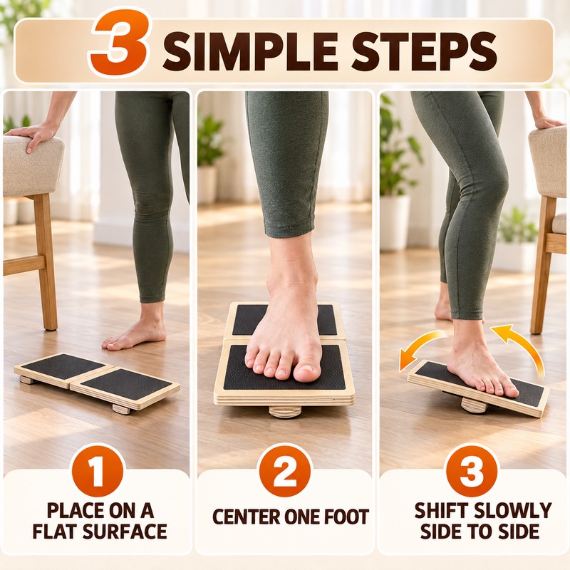 Single-Foot Wooden Ankle Balance Board with Non-Slip Surface for Stability