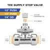 WMAXPFIT Tee Stop Valve(1 PACK), 1/2" Push x 1/2" Push