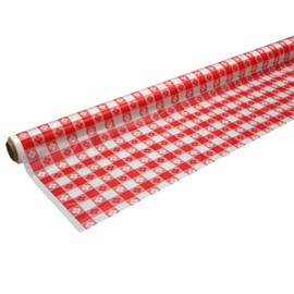 Party Essentials Premium Plastic Banquet Roll/Tablecover/Table Cloth, 40" x 100', Red Gingham