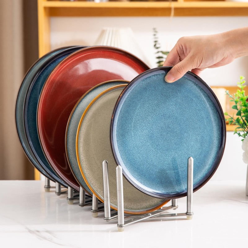 LERATIO Ceramic Plates Set of 6, 10.5 Inch Reactive Glaze