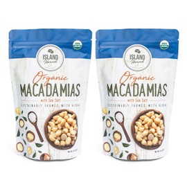 Island Harvest Organic Macadamia Nuts with Sea Salt - 100% Hawaiian Keto Friendly Nuts, All-Natural Non-GMO Macadamia Nuts Salted, Gluten-Free Dry Roasted Nuts High In Fiber; 8 Ounce (2-Pack)