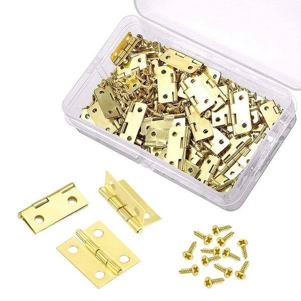 YASQZ 50 Pieces Mini Hinges, Brass Hinges Small for Crafts