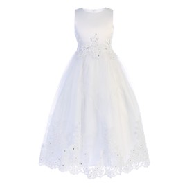 First Communion Dress for Girls 1st Holy Communion Dresses White Baptism LDS Vestidos de Primera Comunion niña Size 20 Plus