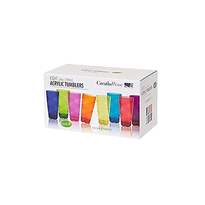 CreativeWare Circus Set of 8, 24 Ounces Tumbler Set, 8