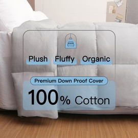MOOFUN GreyDuck Down Comforter-All Season Duvet 50Oz Filling 24% Down 32% Down Fiber 44% Feather 100% Cotton Cover Fluffy Soft Breathable Queen 90x90