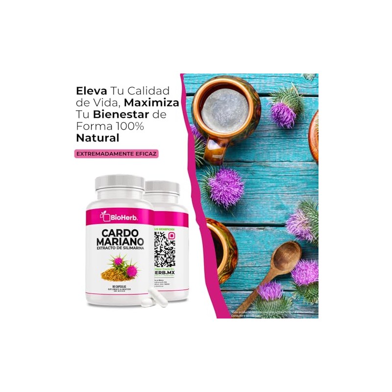 Bioherb Cardo Mariano Extracto Silimarina Cápsulas 500