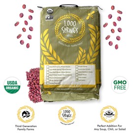 1000 SPRINGS MILL - Organic Red Beans 25lb Bulk Bag | Used for Soups, Salads, Chili or as a Sweet Paste for Desserts | Bulk Dry Red Beans | Vegan Friendly | 25lb