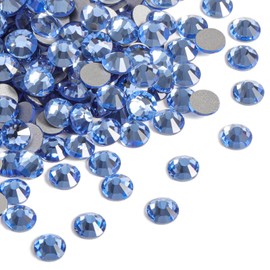 BEADSLAND Beadsland 2880pcs Flat Back Crystal Rhinestones Round Gems for Nail Art and Craft Glue Fix,Light Blue,SS6,1.9-2.1mm