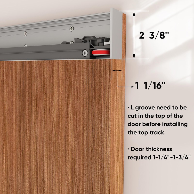JUBEST 42" Concealed Barn Door Hardware Kit with Soft Close