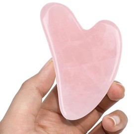 ideayard Herramienta de masaje Gua Sha de cuarzo rosa, piedra de jade natural certificada para escultura facial, herramienta Guasha para terapia de acupuntura de spa, tratamiento de puntos de activación