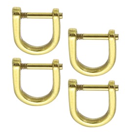 PATIKIL 3/8" D-Rings Screw in Shackle, 4 Pcs Horseshoe U Shape D Ring Zinc Alloy Semicircle Buckles Replacement for Purse Keychain Collar Accessories Craft, Gold