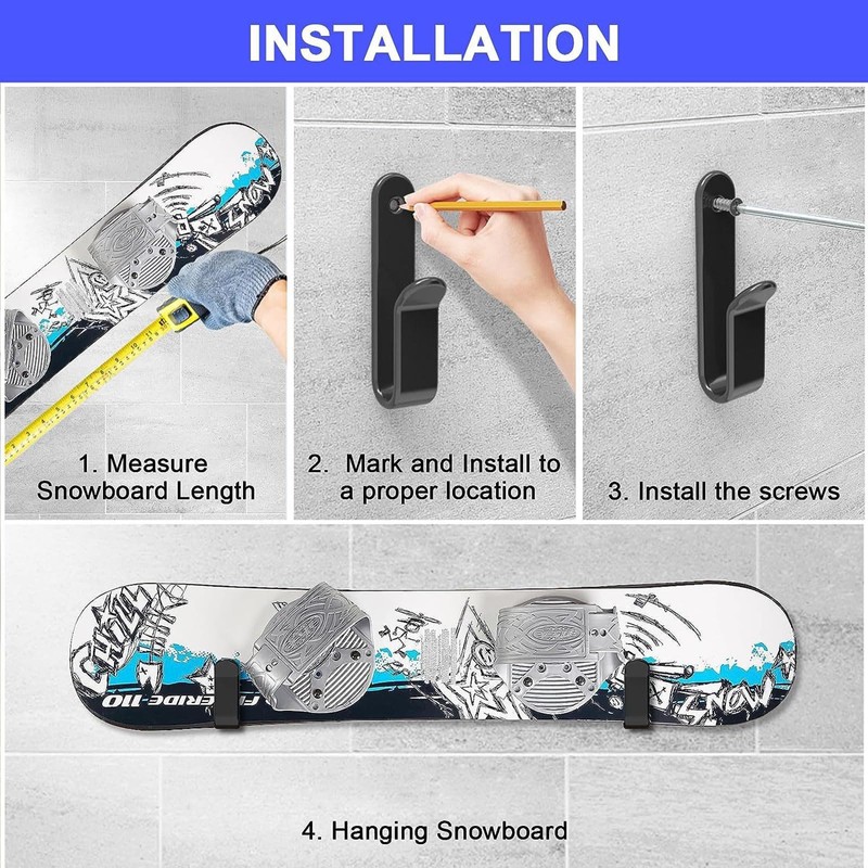 HHUXIUE Horizontal Ski Hanging Clip Wall Mount Bracket Storage Ski