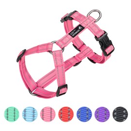 EXCELLENT ELITE SPANKER No Pull Dog Harness Reflective Nylon Vest L-Shaped Adjustable Easy Pet Harness for Small Medium Large Breeds Dogs Walking Training Black Red (Pink, S)