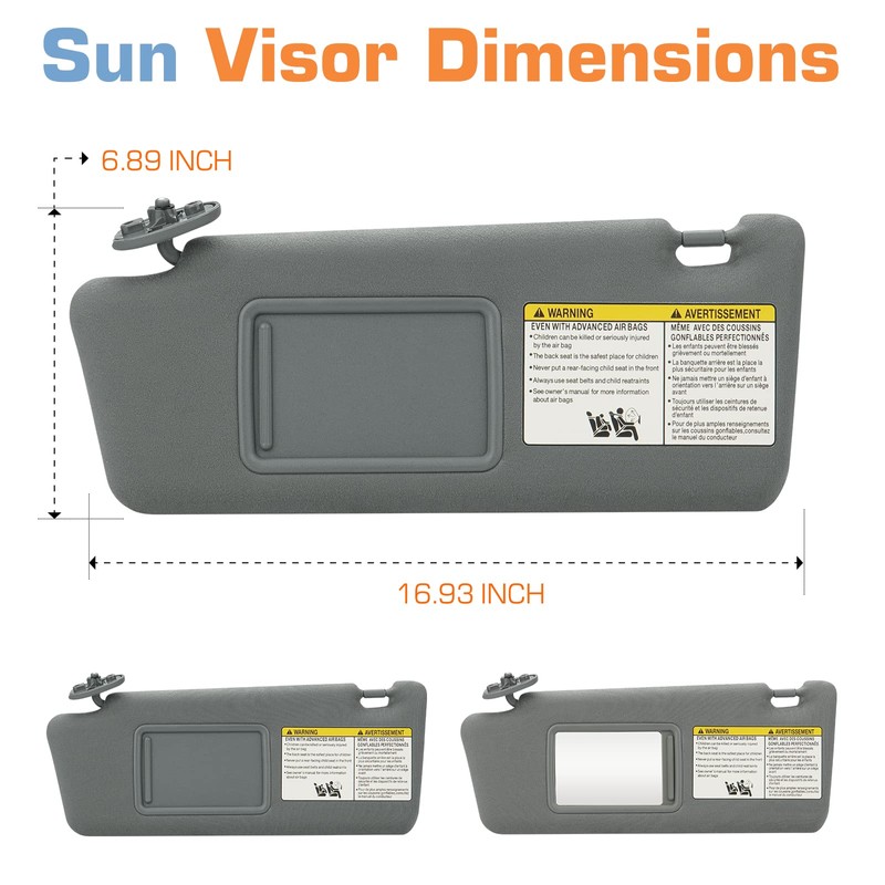Hurotoms Right Passenger Side Sun Visor Without Light for Toyota