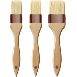 Basting Brush-Pastry Brush,Oil Brush for Cooking,Boar Bristles BBQ Brushes for Grill,Beech Wooden Handle Food Brush for Baking/Spreading Marinade/Sauce/Butter/Egg/Kitchen Baster Brushes(1.5 1 inch)