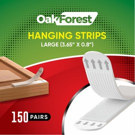 OakForest | Picture Hanging Strip | DamageFree | Heavy Duty Without Nails | Adhesive Strips | for Décor 3.6"x0.8" | White | X- Large (Extra Large, 300, Strip)