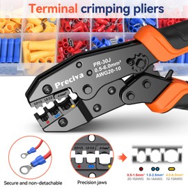 Wire Terminals Crimping Tool Kit with New Handle Design, Preciva AWG20-10 Insulated Ratcheting Crimper Tool with 370PCS Insulated Wire Connectors (USRC50371)