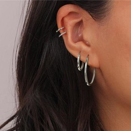 Hayoso 18K Gold Plated Hoop Earrings - 925 Sterling Silver Hoop Earrings Womens Hypoallergenic Hoops | Square Tube Hoop Earrings for Women 15mm/ 20mm /30mm /40mm