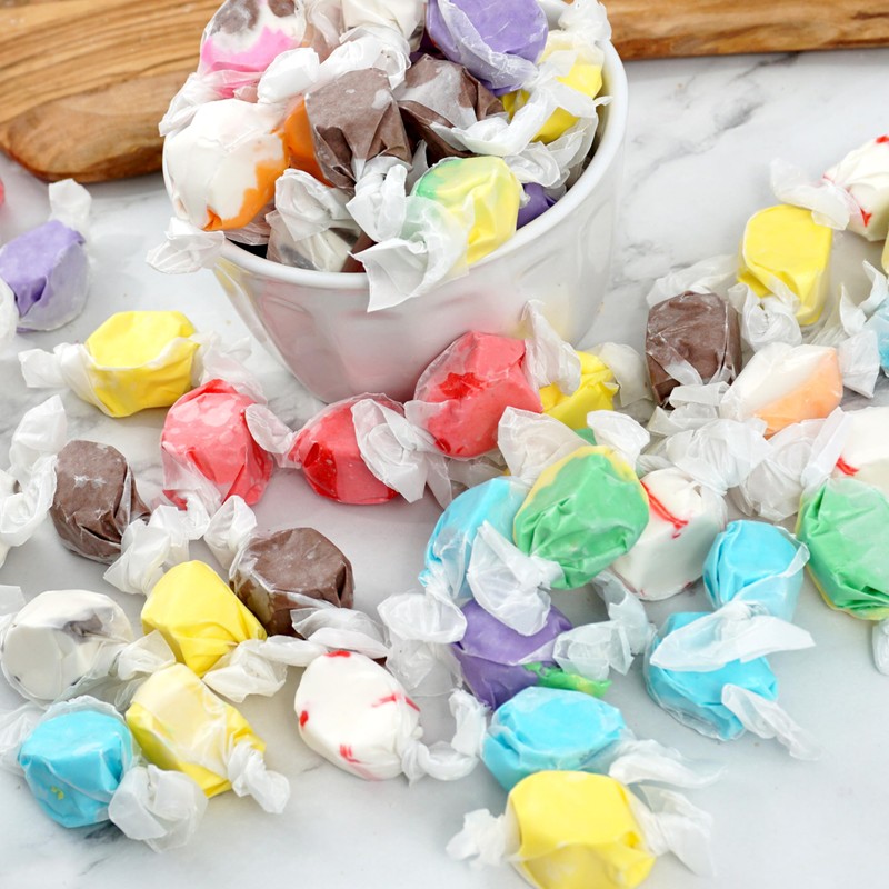 Salt Water Taffy Assorted Mix, 1 Pound Bulk Bag, 10