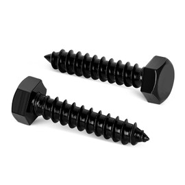 1/4" x 1-1/2" Stainless Steel Lag Screws Bolts, Heavy Duty External Hex Head Wood Screws, Black Finish, Full Thread, 25 PCS