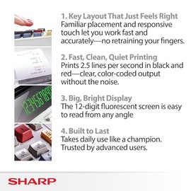 Sharp EL-1801V calculadora-impresora compacta de 12 dígitos
