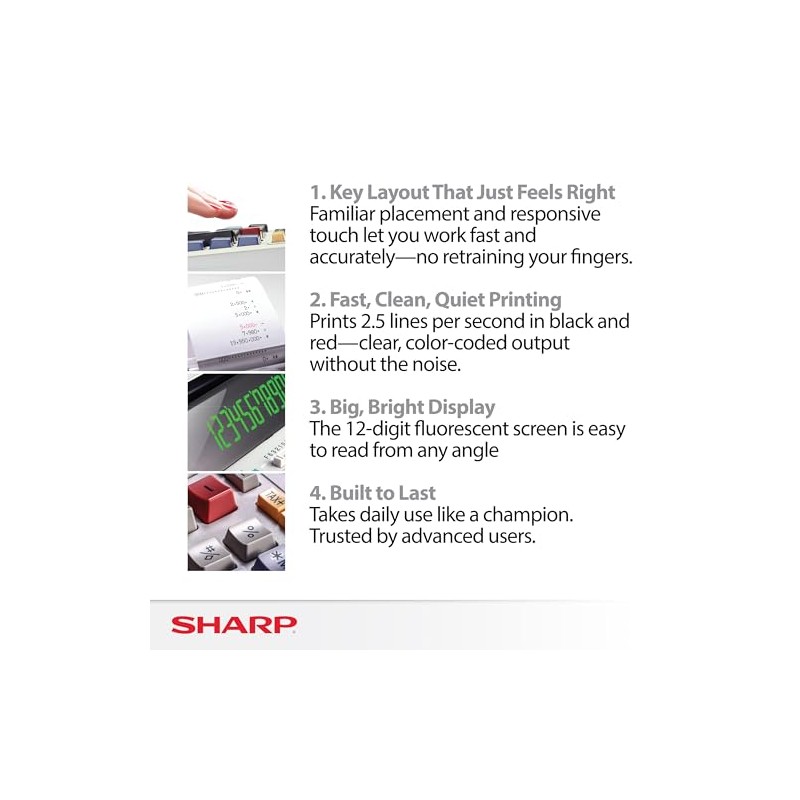 Sharp EL-1801V calculadora-impresora compacta de 12 dígitos