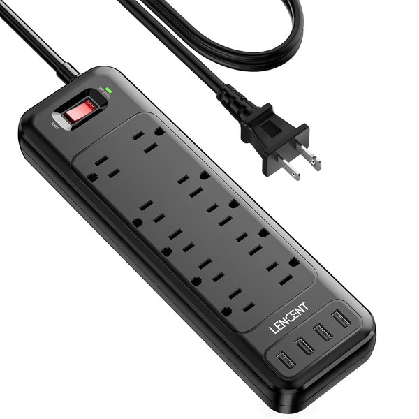 LENCENT LENCENT 2 Prong Power Strip, Polarized 3 Prong to