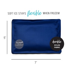 Cool Coolers by Fit & Fresh 2 Pack Soft Ice, Flexible Stretch Nylon Reusable Ice Packs for Lunch Boxes & Coolers, Navy Sketch Weave & Blue