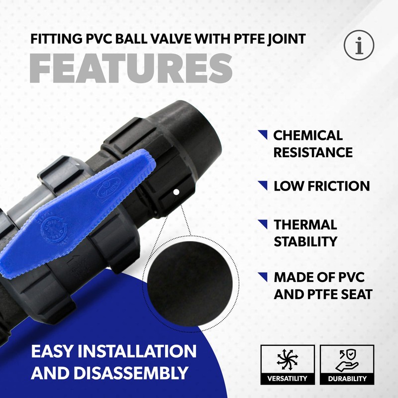 DOJA Barcelona PVC Fitting Valve Pack 1 32 mm PTFE