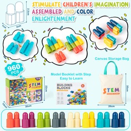961 Pcs building toys for kids ages 4-8, Educational STEM Building Blocks for Brain Development & Hands-On Ability Improvement, Construction Toy for Preschool and Kindergarten Boys & Girls Aged 3+