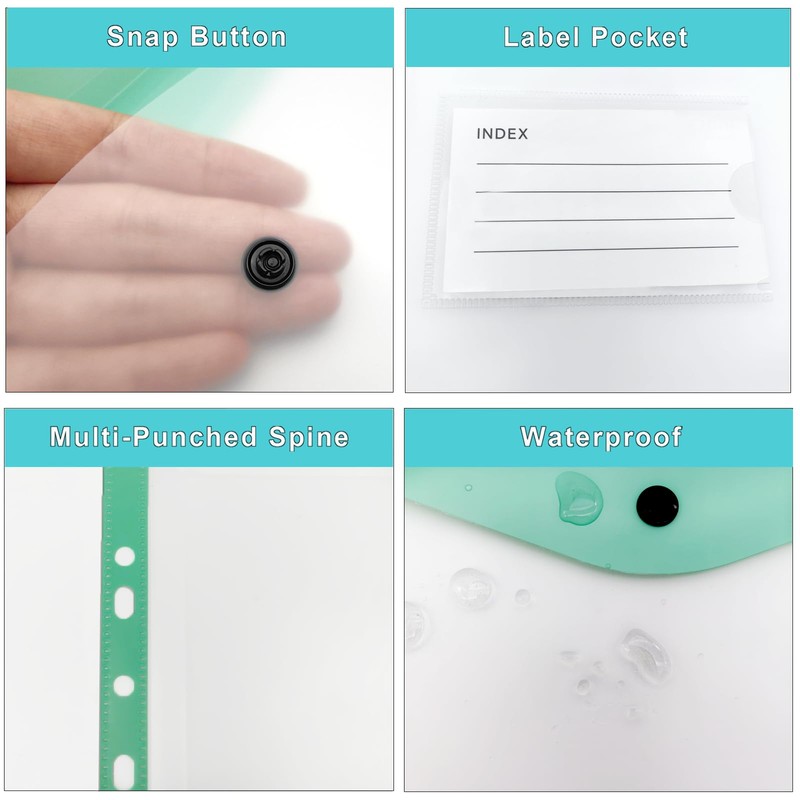 Plastic Wallets A4, 6 Pack Punched Pockets A4, Expandable Poly