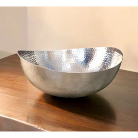 Homeroots Handcrafted 12" Hammered Stainless Steel Centerpiece Bowl