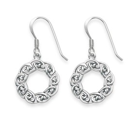 Heather Needham Sterling Silver Celtic earrings - Round silver Celtic drop Earrings with open middle - SIZE: 14mm plus wires Gift boxed 6044