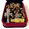 elegantmedical Catholic Nice Saint St. Benedict Tiger Eye Beads Gift