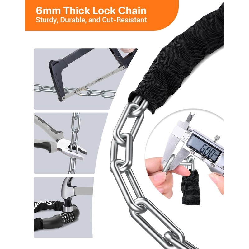 Sportneer Bike Lock: 5 Digit Combination High Security Anti Theft