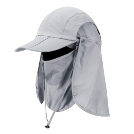 Foldable Sun Cap, Fishing Hats, UPF 50+ Protection Caps with Face Mask Neck Flap