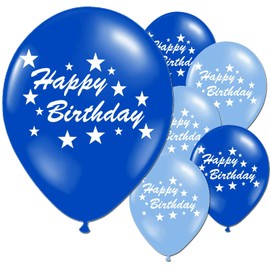 Tri Happy Birthday Party Celebration Latex Printed Balloons Decorations 10 Pack (Blue)