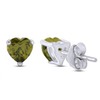 Heart Shape Simulated Green Peridot Stud Earrings In 14K White