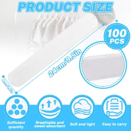 Sekonow 100pcs Hat Sweat Liner, Adhesive Collar Protector Sweat Pads, Breathable Soft Hat Sweat Protector Stain Sweat Guard Band for Baseball Caps Cowboy Golf Hat (9.5 x 1.6in)